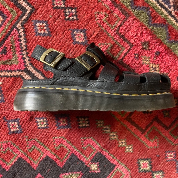 DR MARTINS WRENLIE GRIZZLY LEATHER FISHERMAN SANDALS BLACK EU39 US8 - Picture 6 of 8